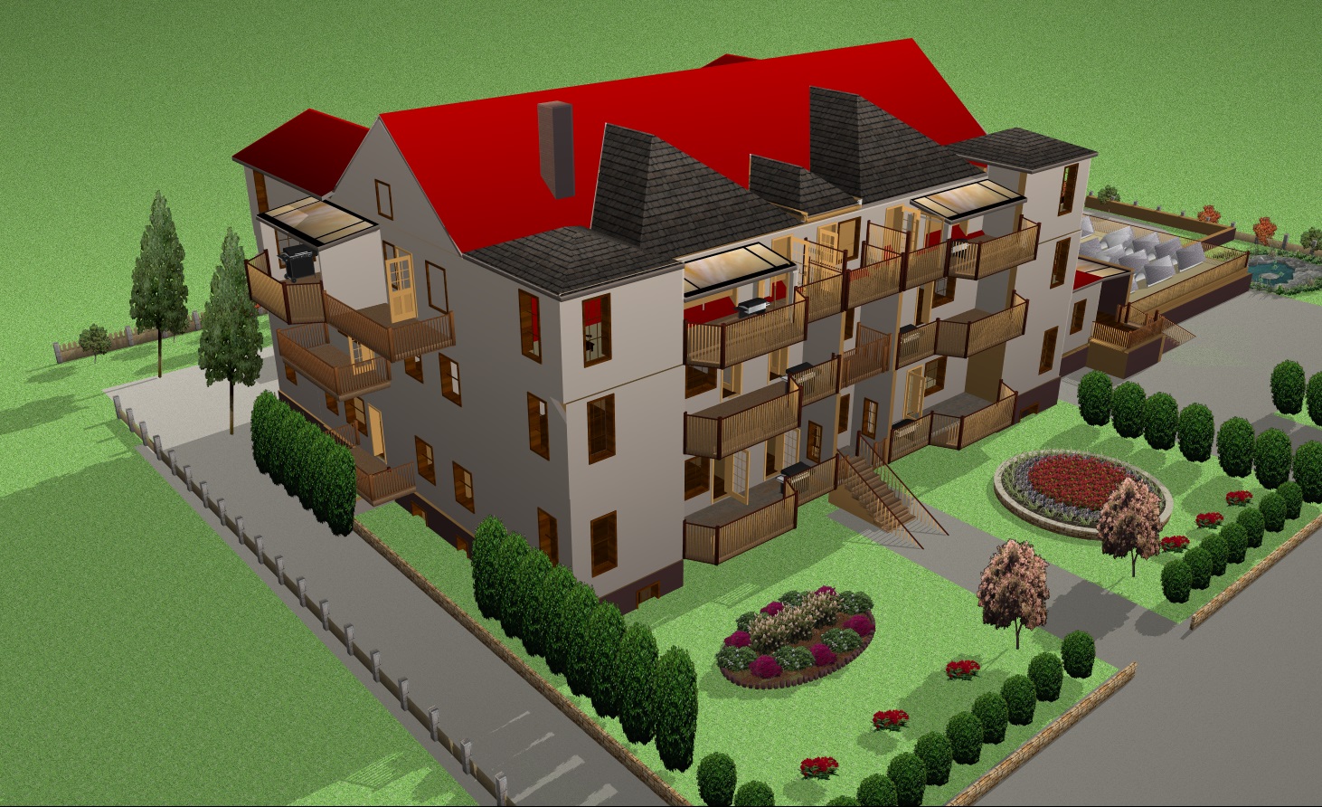 KME mit 12 ETW   Möglichkeit 2 - Vogelperspektive NORD-WEST 2024